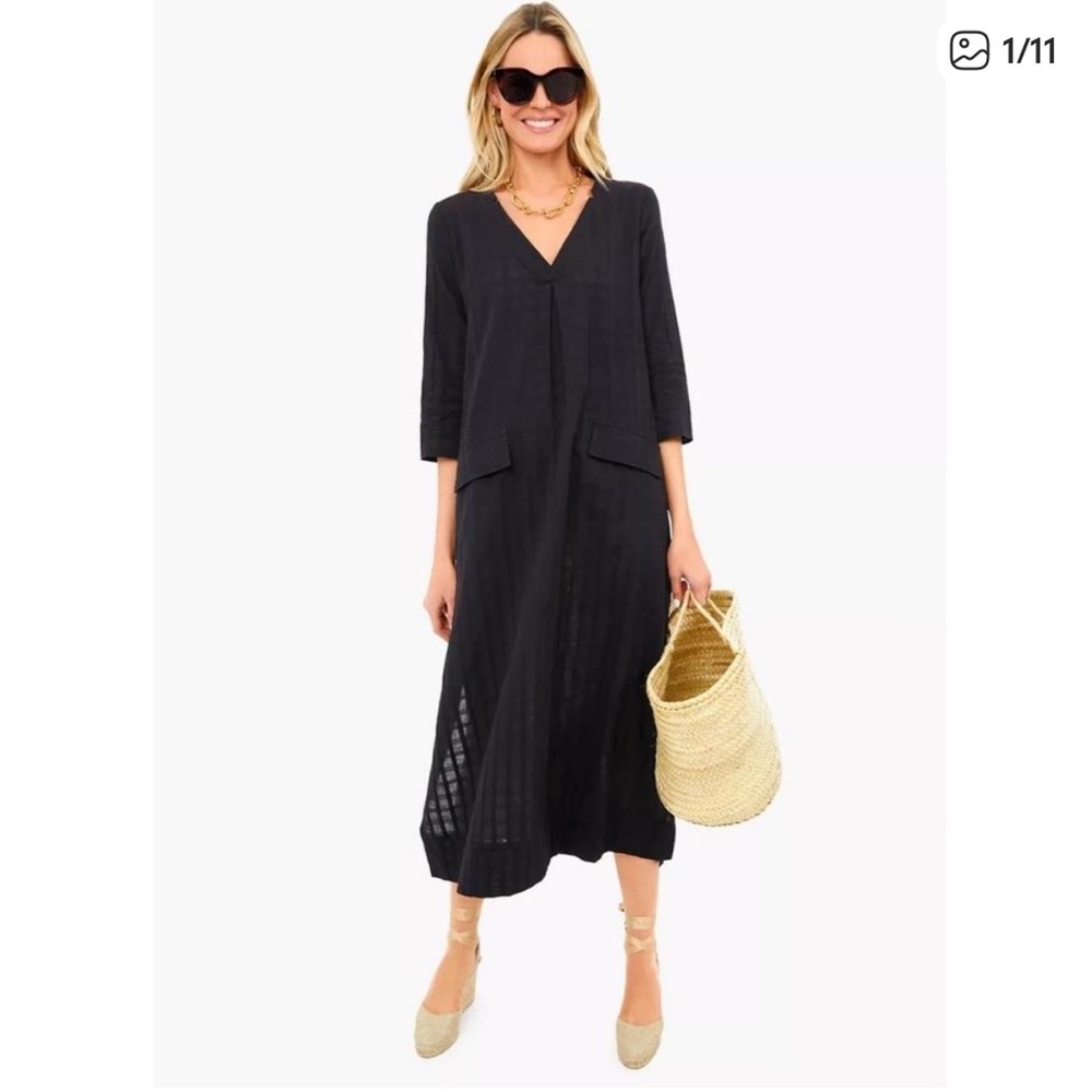 Tuckernuck Pomander Place Black Carolina Caftan Cover Up Dress size S